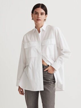 Madewell The Signature Poplin Oversized Button-Up Shirt: Flap-Pocket Edition